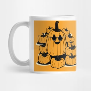 Smiling Pumpkin With Sunglasses and Friends | Halloween | Thanksgiving Mug